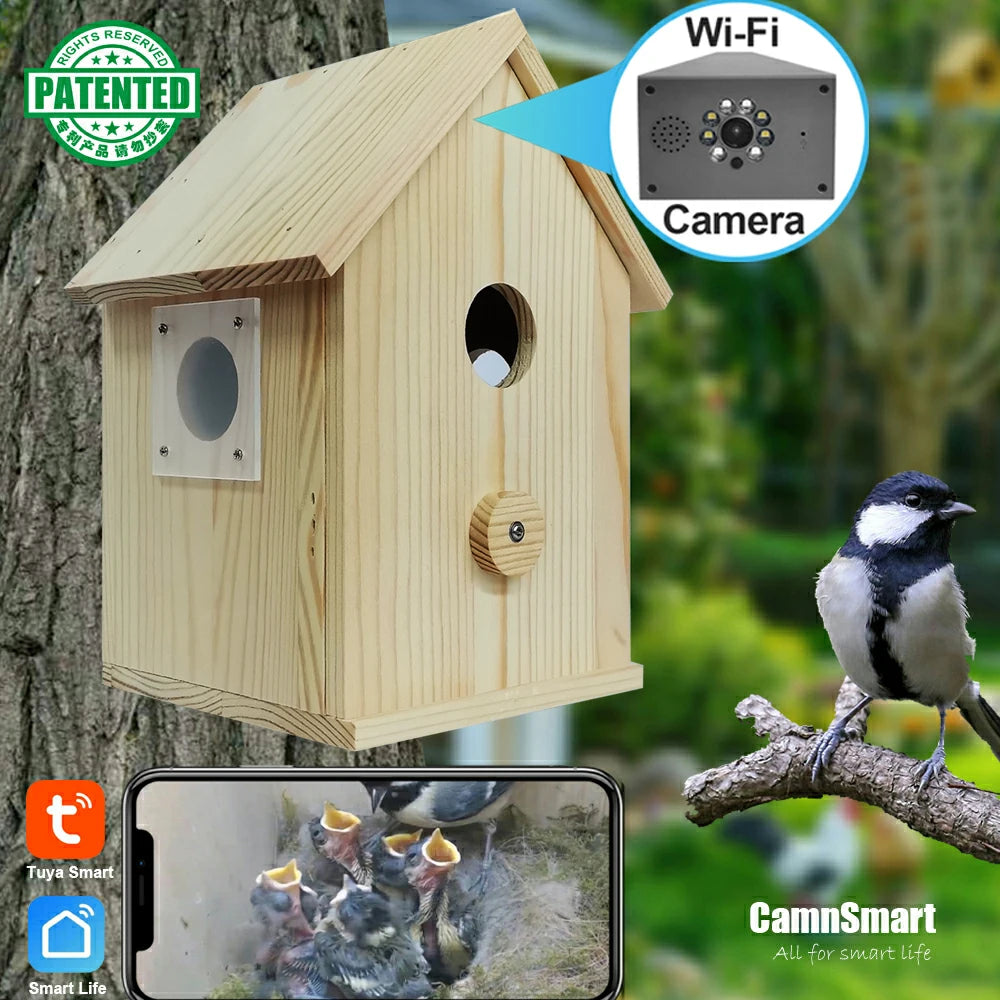 Smart Tuya Bird House 4MP HD Wifi Camera Wireless Birdbox with Night Vision Video Recording SD Card Playback Real Time DIY Gift